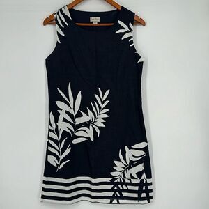 Charlie Paige Cotton/Linen Blend Navy Tropical Print Midi Women's Size‎ Small